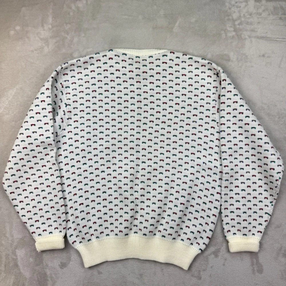 Vintage Jantzen Sweater Mens Large White Pattern‎ Crewneck Vintage 90s preppy